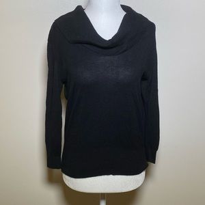 Black Cowl Neck quarter sleeve Silk blend light sweater August Silk Size Large